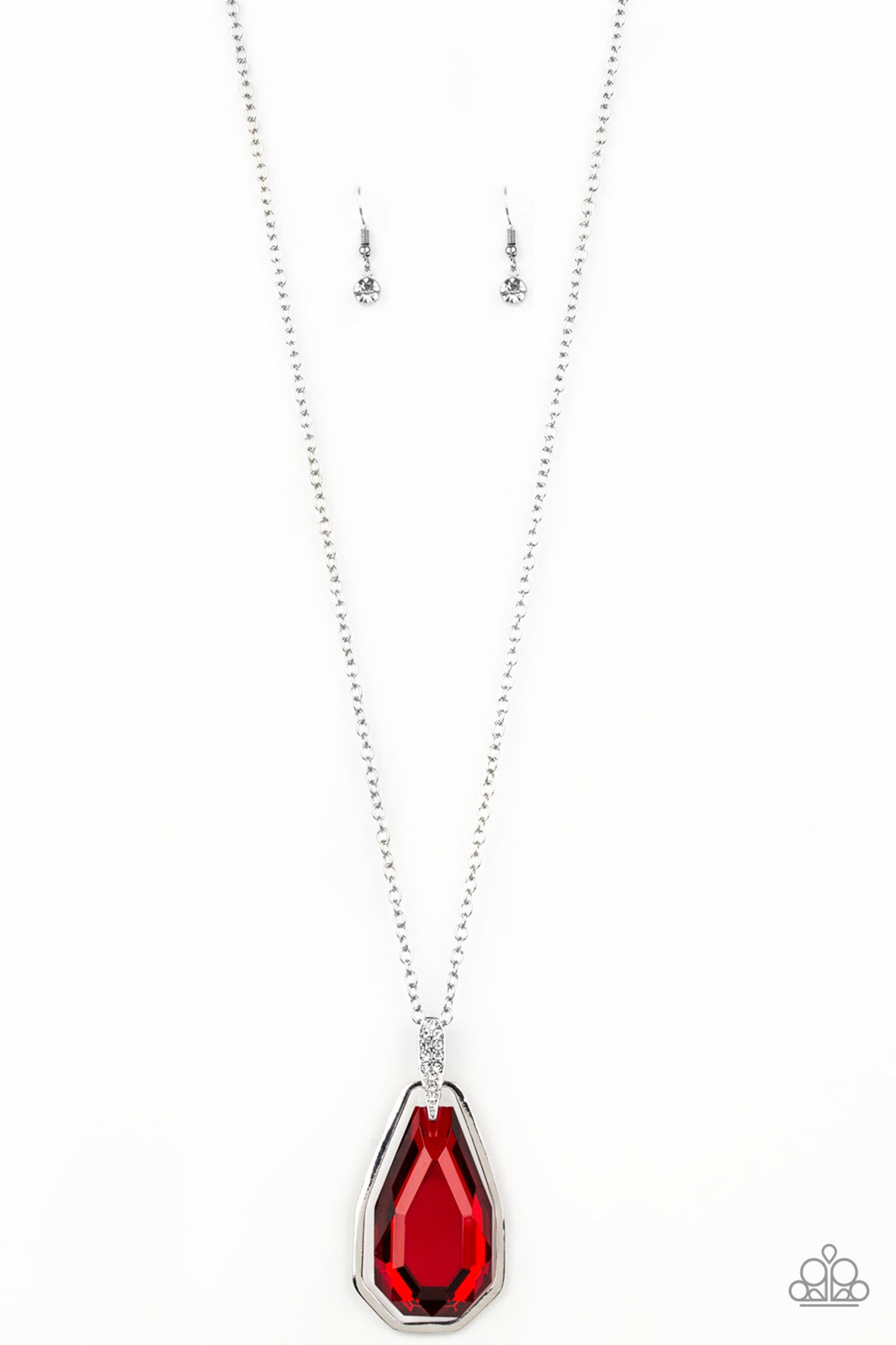 Necklace ~ Maven Magic Rhinestone Red Gem Silver