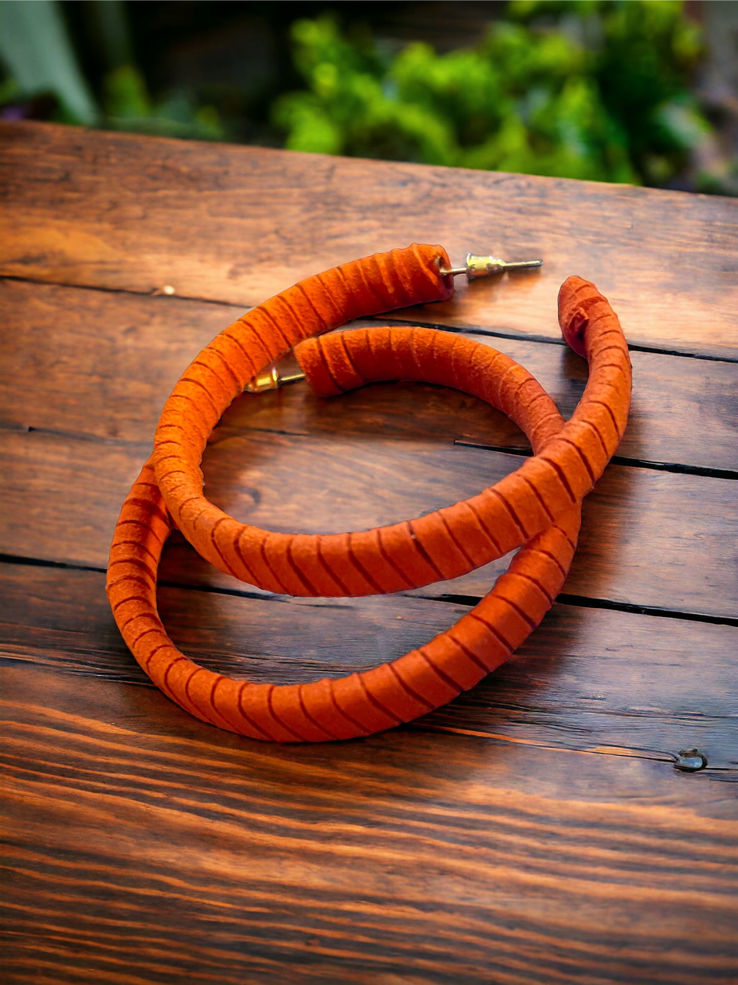 Earrings ~ Suede Parade Orange Hoop Earrings