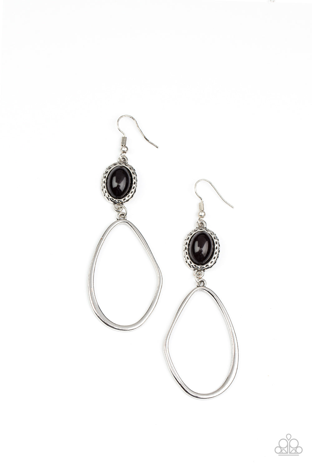 Earrings ~ Adventurous Allure - Black Bead Silver