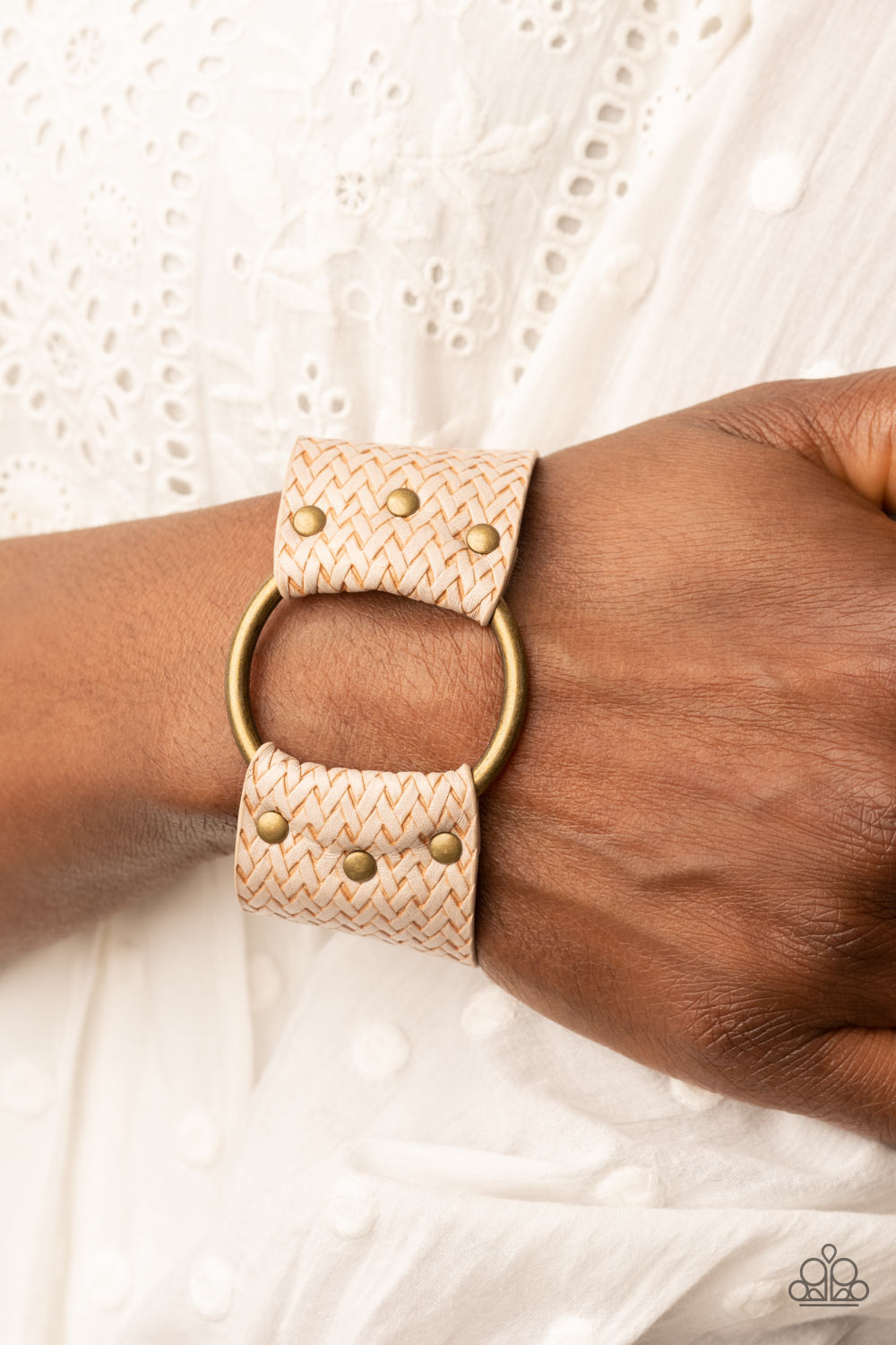 Bracelet ~ Aspiring Adventurist - Brass Circle Brown Leather