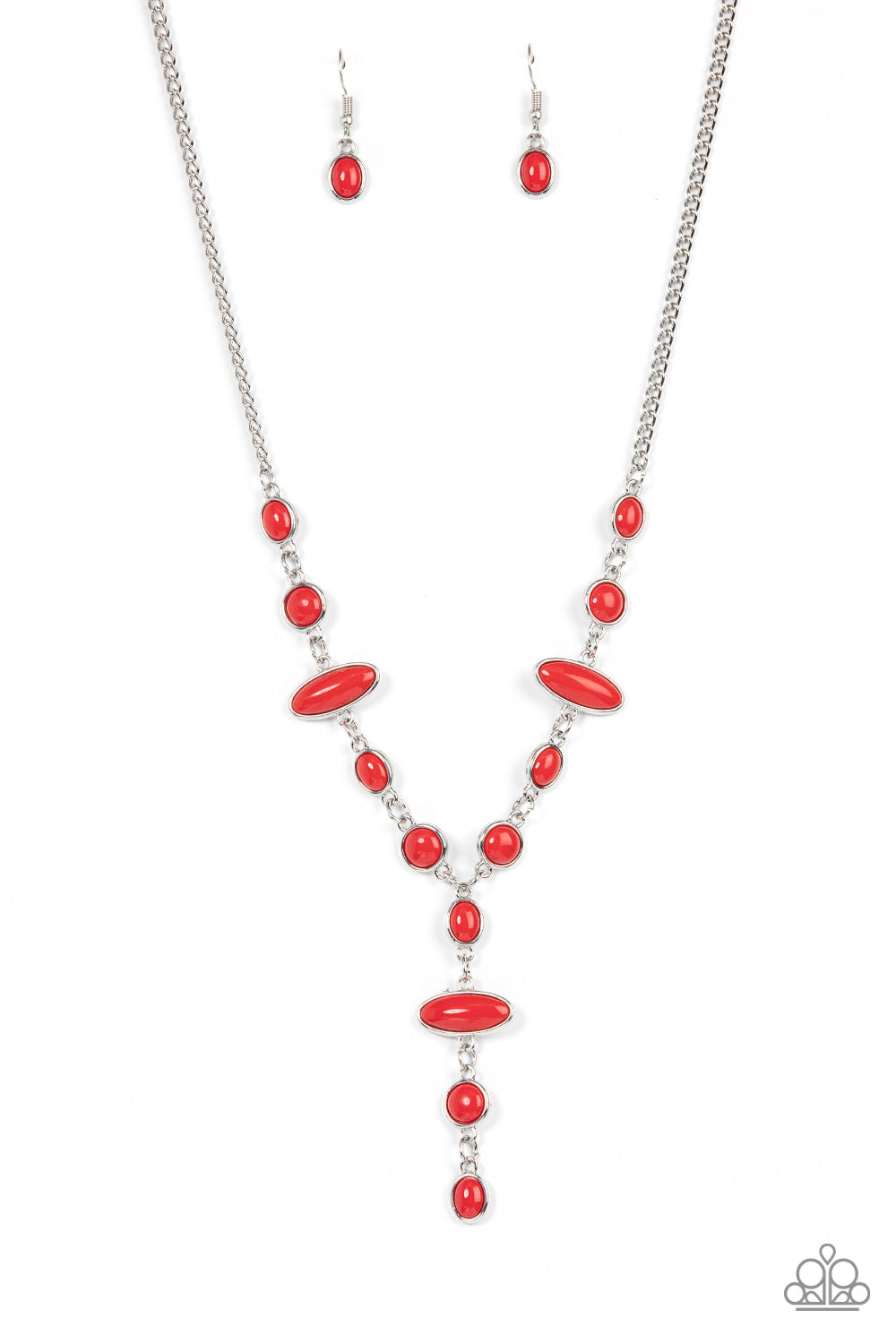 Necklace ~ Authentically Adventurous - Red Bead Silver