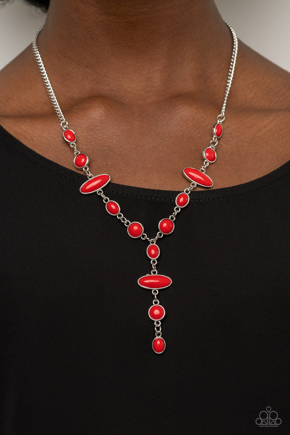 Necklace ~ Authentically Adventurous - Red Bead Silver