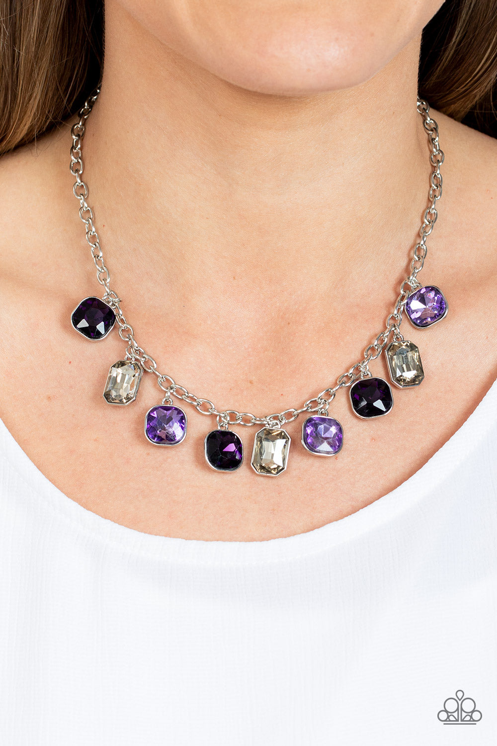 Necklace ~ Best Decision Ever - Purple and White Gem Silver