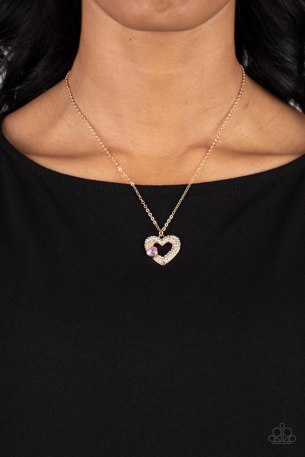 Necklace ~ Bedazzled Bliss - Multi Gold Heart